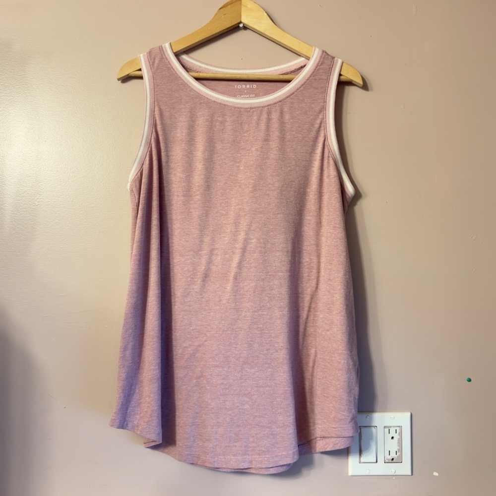 Torrid Triblend Crew Neck Ringer Tank Pink Women Size 1X